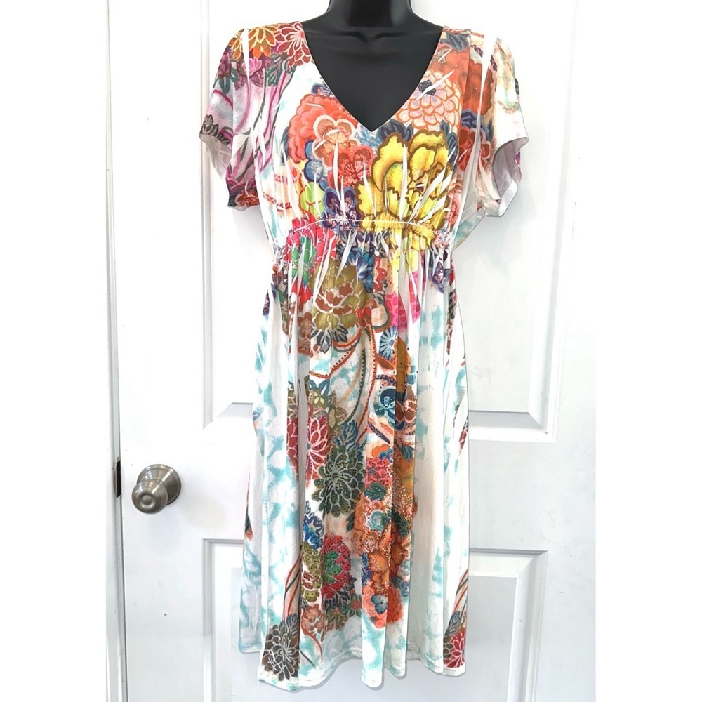 R. Rouge boutique Multicolor Short Sleeve summer dress with lots of Rhinestones